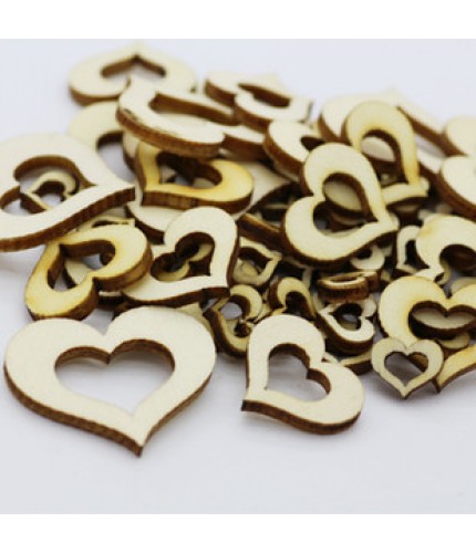 10mm Cut Heart 100 Pcs Wooden Craft Embellishments