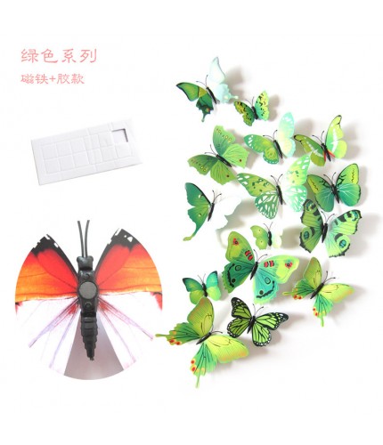 H 003 Magnet Green Series 12 Sets Pvc Butterfly