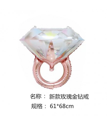 Rose Gold Diamond Ring Aluminium Foil Balloon