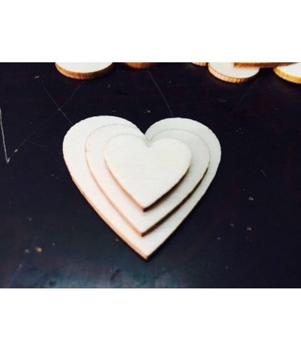 Heart 15mm 100 Pieces Wooden Craft Embellishments