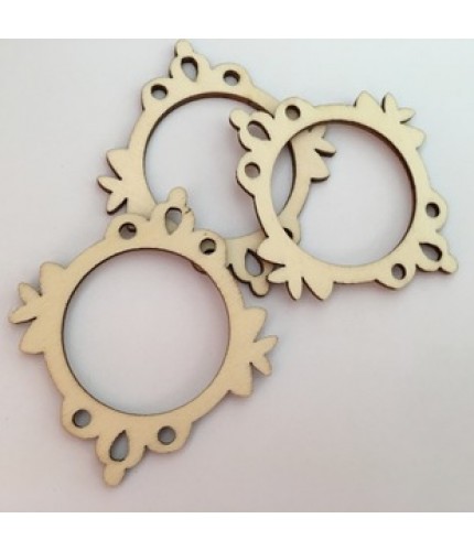 10 Pieces Of 5.5cm Frame Wooden Craft Embellishments