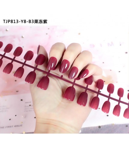 Tjp813-Y8-B3 Jelly Purple Strip Fake Nails