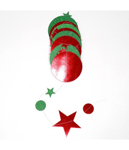 4 Meters Long Star Round Red And Green 1 Garland Pendant
