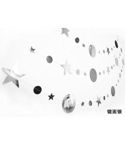 4 Meters Long Star Round Silver 1 Garland Pendant