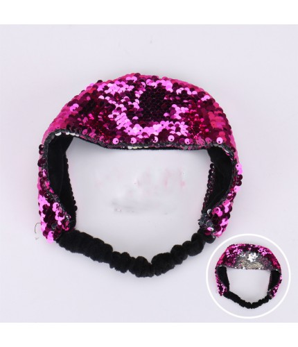 478 Rose Red Sequin Head Band