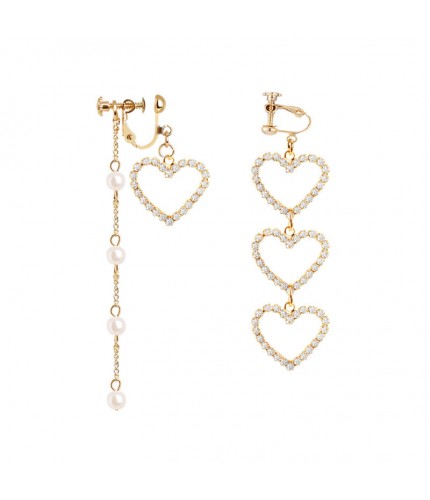 A Pair Of Small Love Bead Chain Ear Clips KStyle Earring Studs