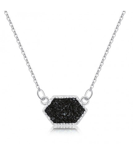 Nz342-Silver and Black Crystal Cluster Necklace Pendant