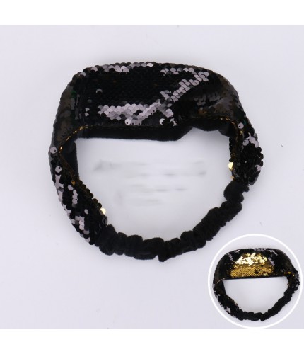 478 Black Gold Sequin Head Band