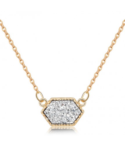 Nz350-Gold and White Crystal Cluster Necklace Pendant