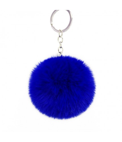 Royal Blue 8cm Pompom Faux Fur Keyring
