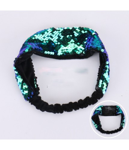 478 Peacock Blue Sequin Head Band Clearance