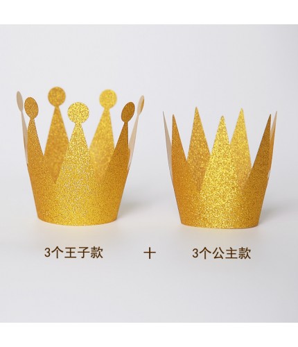 6 Sets Of Golden Birthday Crown Glitter Birthday Party Hat