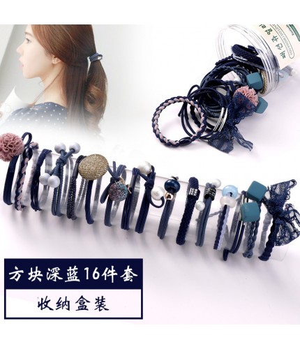 6# Square Dark Blue 16-Piece Set Hair Bands Clearance