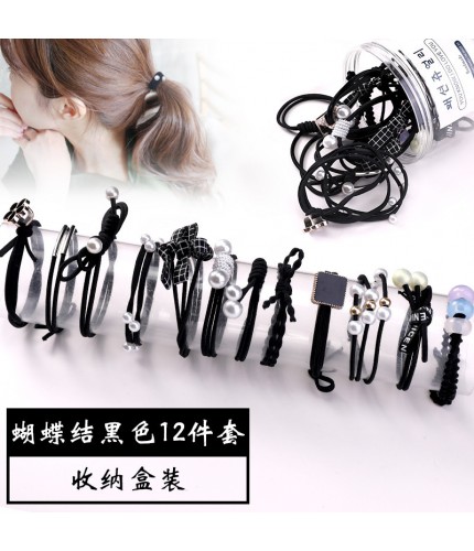 5# Bowknot Black 12-Piece Set Hair Bands Clearance