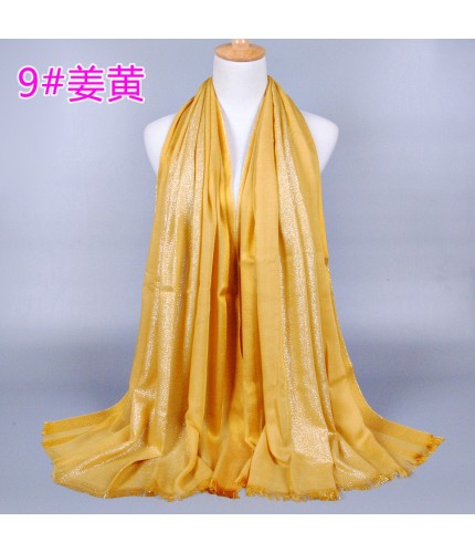 Ginger Yellow Stripped Satin Cotton Scarf
