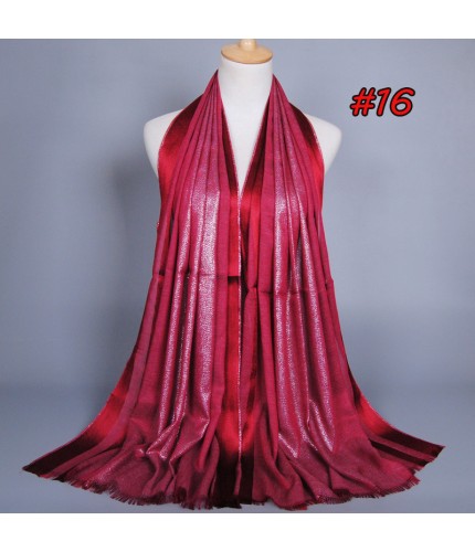 Wine Red Stripped Satin Cotton Scarf