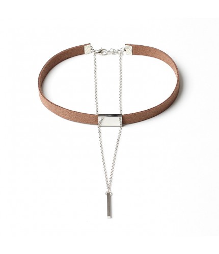 Brown Silver Choker Necklace