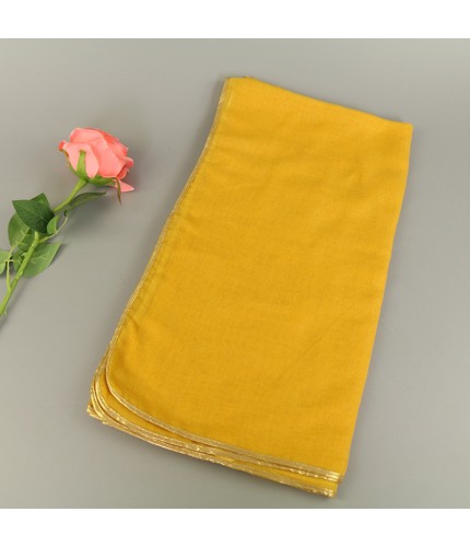 Turmeric Gold Piping Cotton Scarf