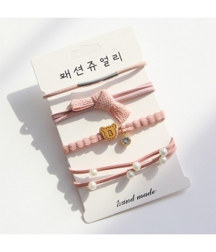 Pink Tie and Pearl Hair band set