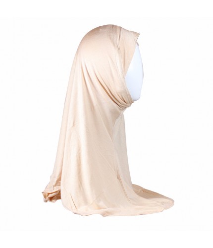 Khaki Two Piece Plain Ready to wear Scarf 