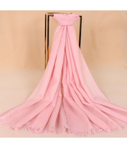 Pink Gold Thread Cotton Scarf