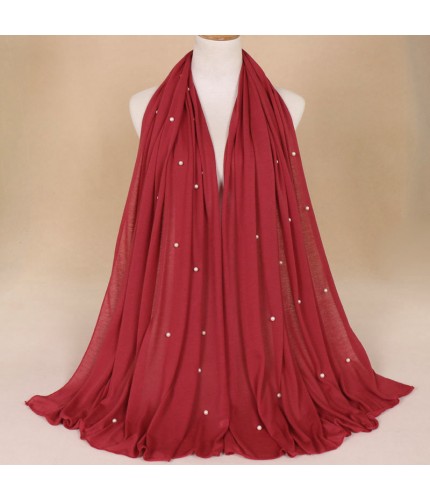 wine red Jersey Pearl Scarf
