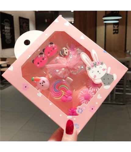 02# Rose Pink Panda Suit Hair Accessories Kids Set