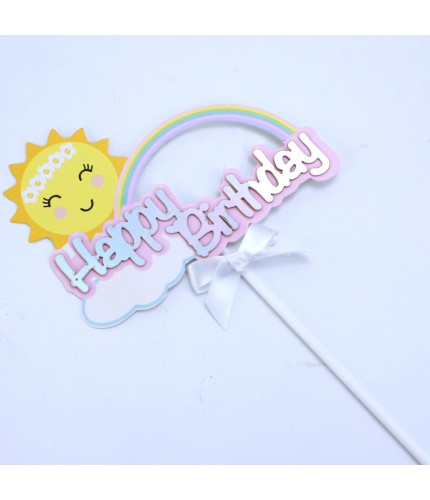 A Cloud Rainbow - Flash Silver - 1 Pack Cake Topper