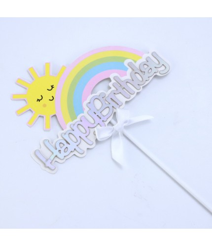Rainbow - Bow - Flash - Silver - 1 Pack Cake Topper Clearance