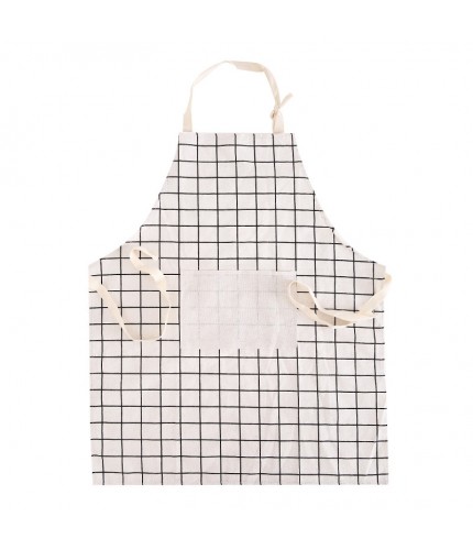 White Square Grid 70 x 58.5 Cotton Linen Apron Clearance