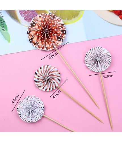 Round Folding Fan - Rose Gold Cake Topper Clearance