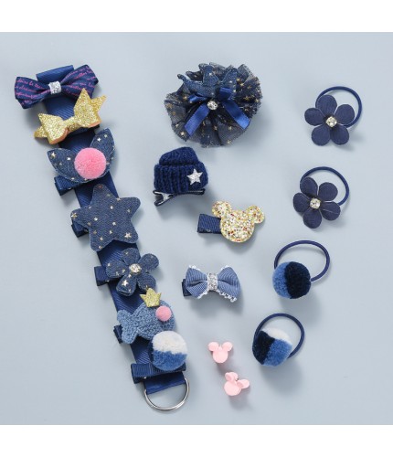 14# Bag-Navy Blue Hair Accessories Kids Set