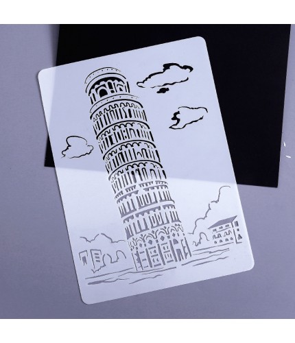 3 Leaning Tower Of Pisa Stencil Template Clearance