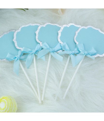 Flash Gold Silver Blue Background 5 Pieces Cake Topper