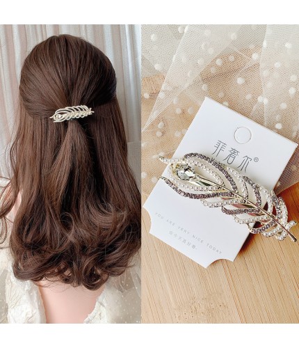 Pearl Rhinestone-Spring Clip Bird Ling Korean Style Hair Clip