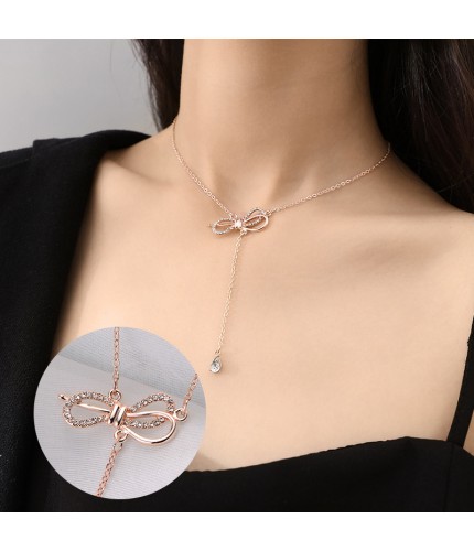 1104# Net Red Bow Kstyle Necklace Clearance