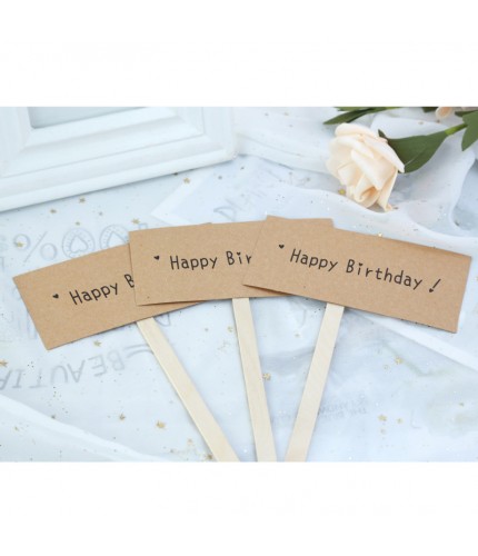 Happybirthday Rectangle - 3 Pieces Cake Topper Decoration Clearance