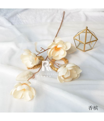 4 Heads Of Magnolia Artificial Flower Stem