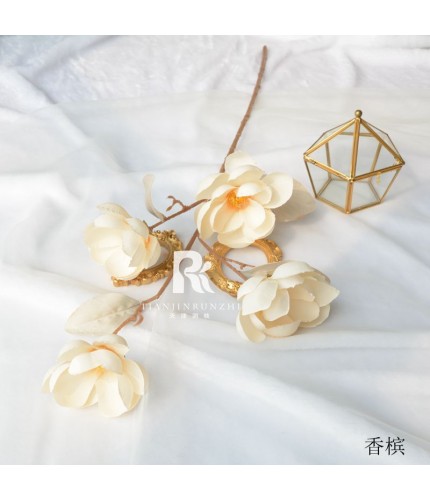 4 Heads Of Magnolia Artificial Flower Stem Clearance