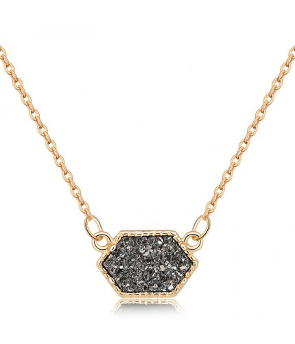 Nz352-Gold and Gray Crystal Cluster Necklace Pendant Clearance