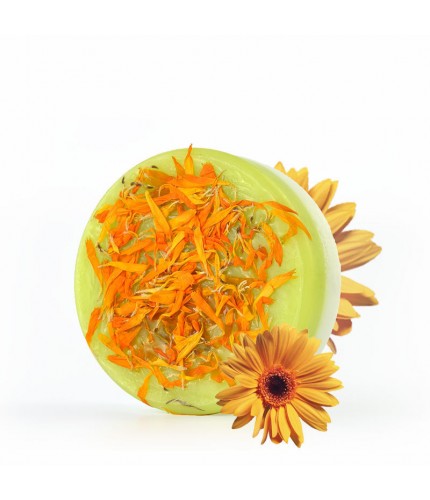 Round Calendula Shrink Wrapped Floral Essential Oil Soap Clearance