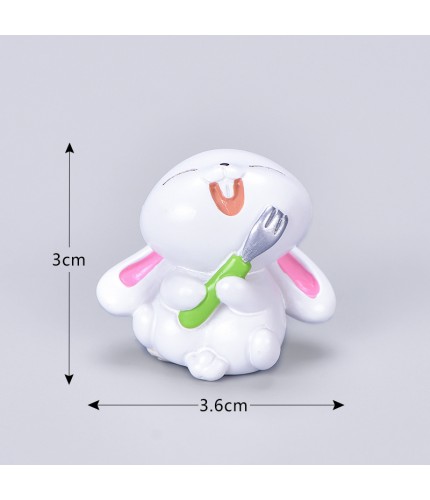 No 3 White Rabbit With Fork Craft Miniatures Clearance