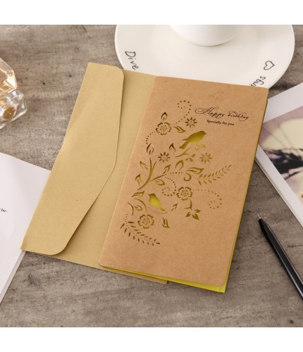 Flower And Bird Greeting Card