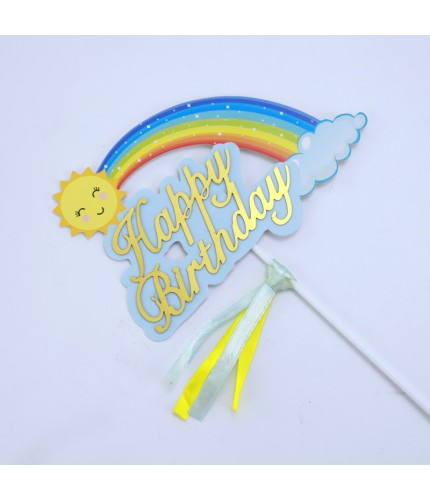 Blue Rainbow - Ribbon - Blue - 1 Pack Cake Topper Clearance