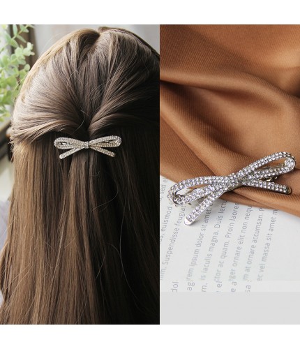 Silver-Rhinestone Lady Spring Clip Korean Style Hair Clip Clearance