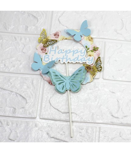 Blue Happy Birthday Cake Topper Decoration Clearance
