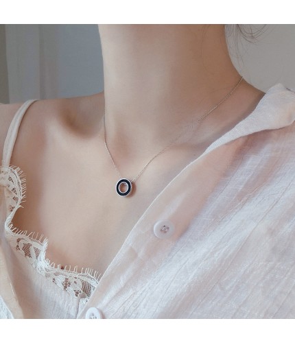 1107# Black Circle Kstyle Necklace