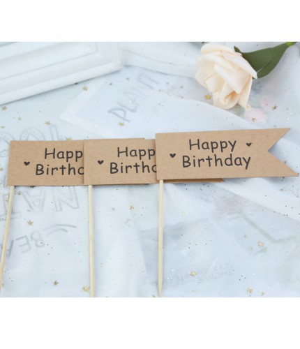 Happybirthday Small Flag - 3 Pieces Cake Topper Decoration