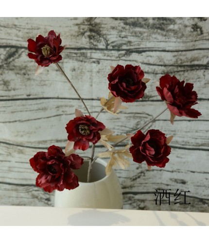 6 Peony Wine Red Artificial Flower Clearance