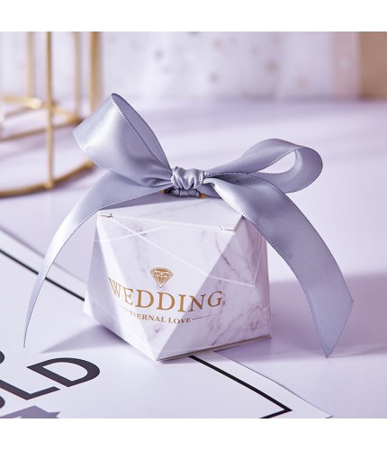 Marble - Grey Ribbon Small Wedding Favors Box